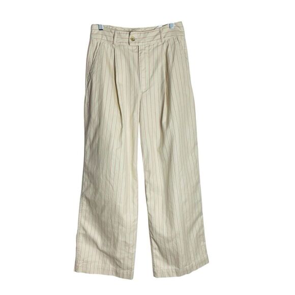 Banana Republic Outlet Wide Leg Trouser Jeans Womens 6 Ivory Pink Stripe Hi Rise - Picture 1 of 8